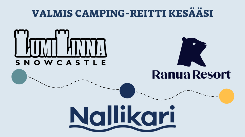 Kuvassa kohteiden logot ja teksti "valmis camping-reitti kesääsi".